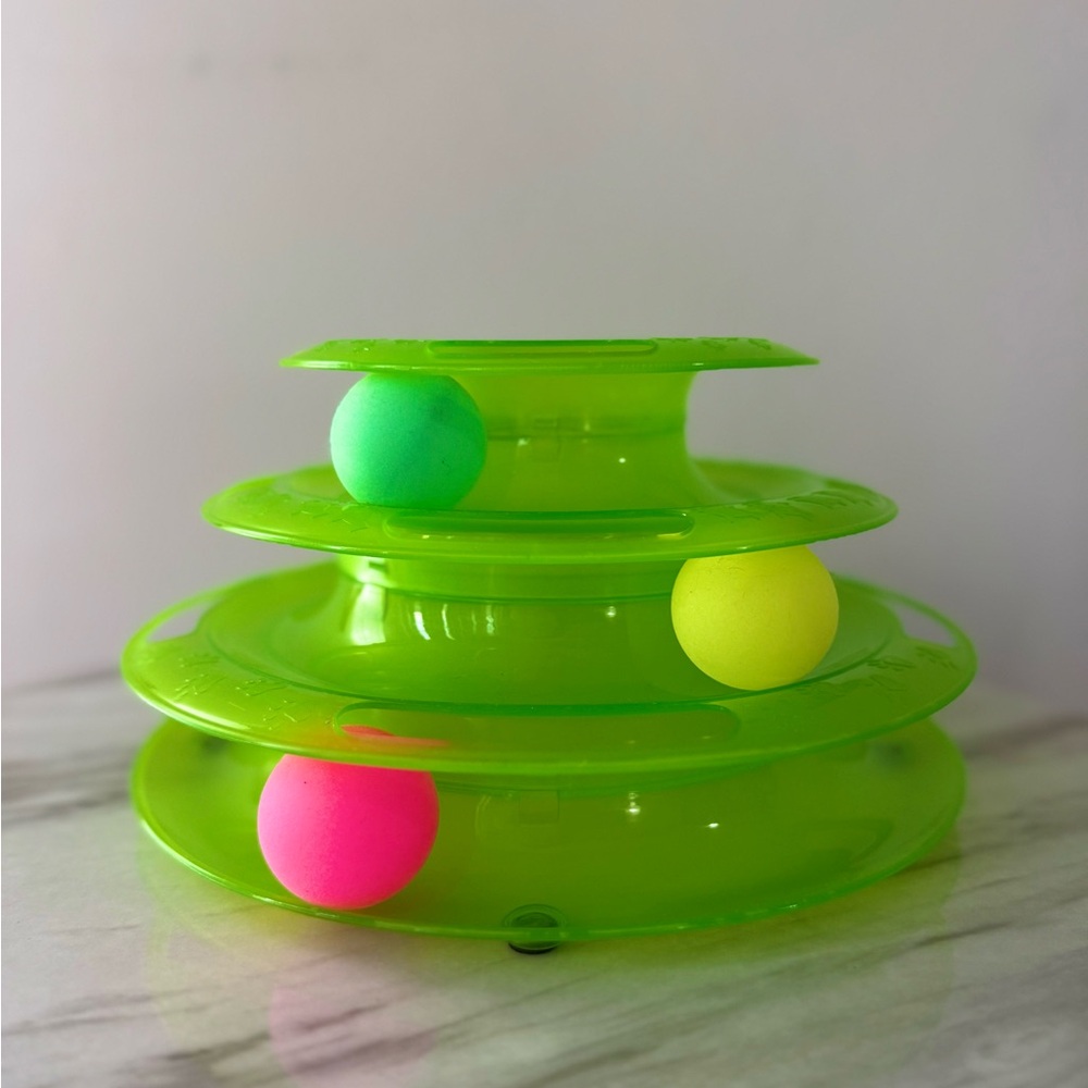 NEW Cat 3-Tier Rolling Ball Track Interactive Toy